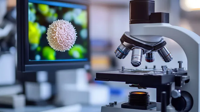 Mikrofotografie eines Norovirus-Partikels