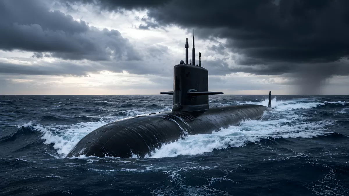 Militär-U-Boot taucht dramatisch aus stürmischer See auf