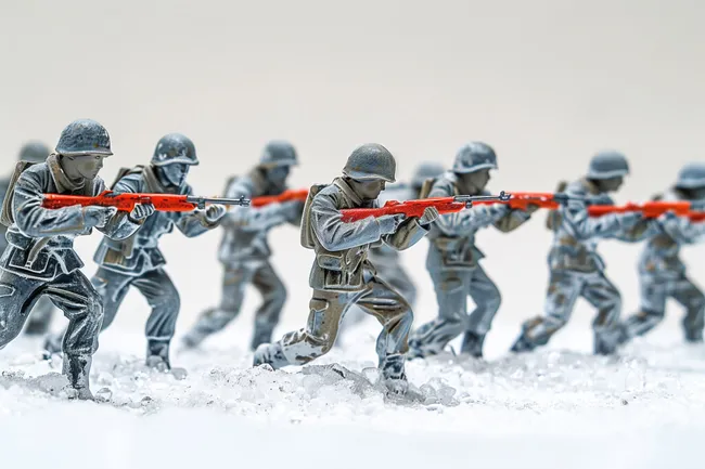 Militärische Soldaten im Schnee im Einsatz