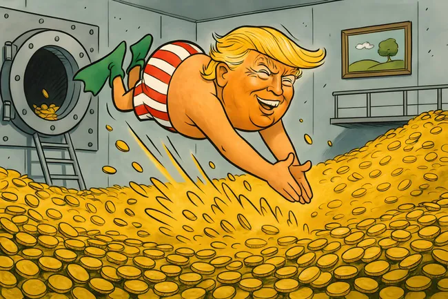 Milliardär taucht in Goldmünzen ein wie Dagobert Duck