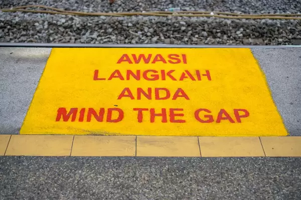 Mind the Gap Sign at Kuala Lumpur Train Station