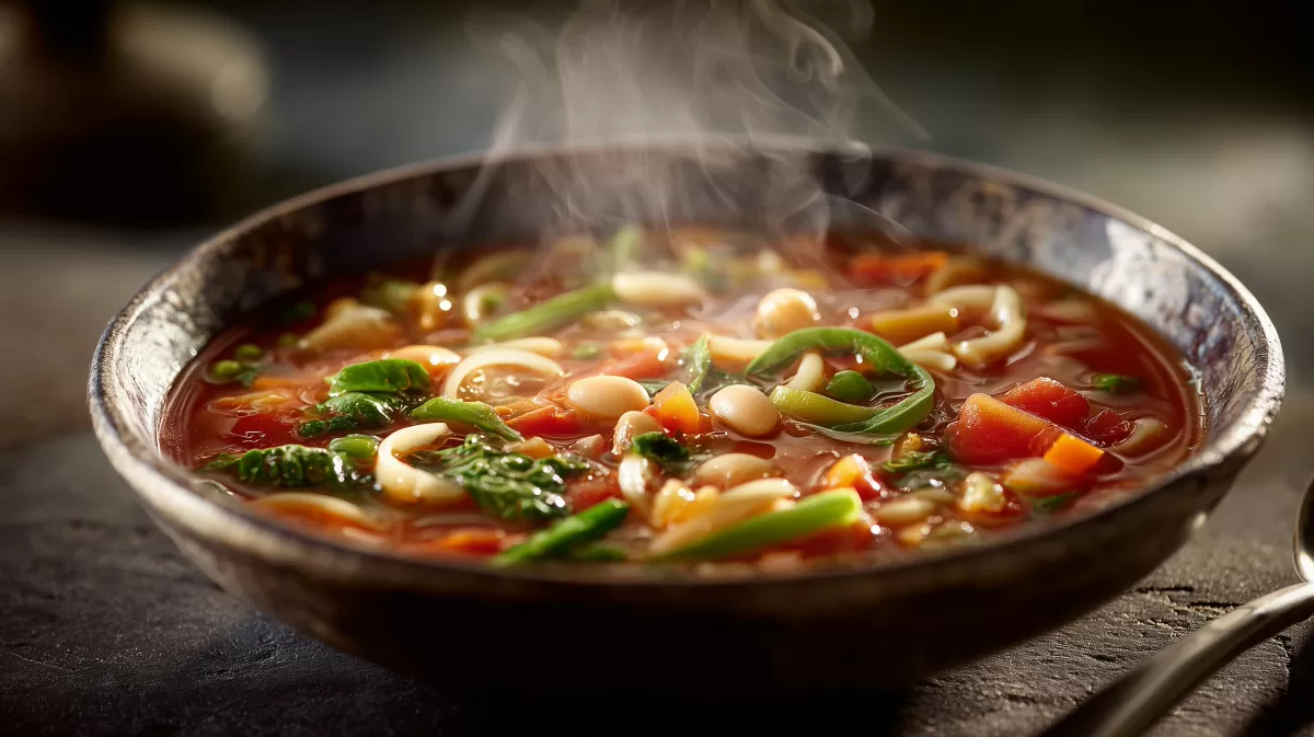 Minestrone klassisch – dampfend heiße Gemüsesuppe