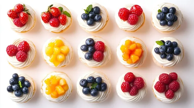 Mini-Pavlova-Törtchen mit frischen Beeren