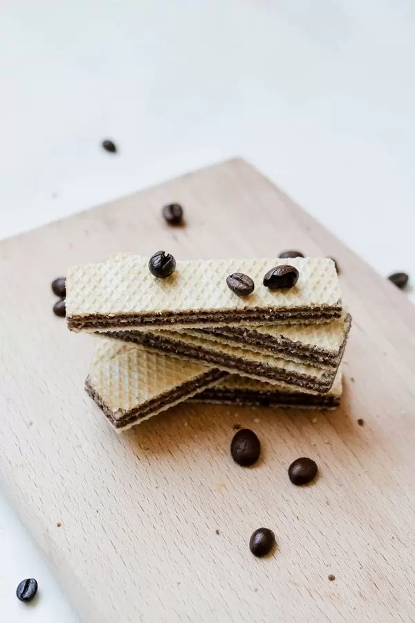 Mini waffles and coffee beans
