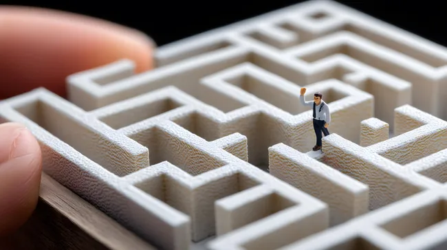 Miniatur-Labyrinth auf dem Schreibtisch - Konzept für Problemlösung