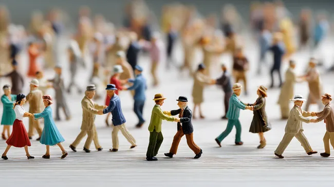 Miniatur-Tänzer bei festlicher Gesellschaft