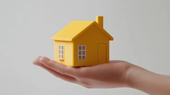 Miniatur-Zuhause in Hand - Symbol für Immobilien