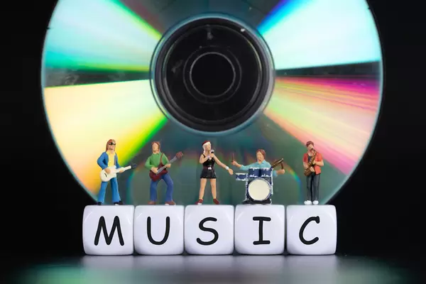 Miniature band and Music text