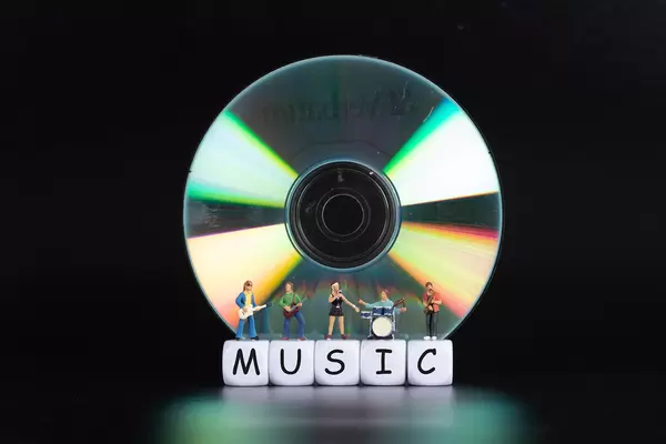 Miniature band with CD and Music text