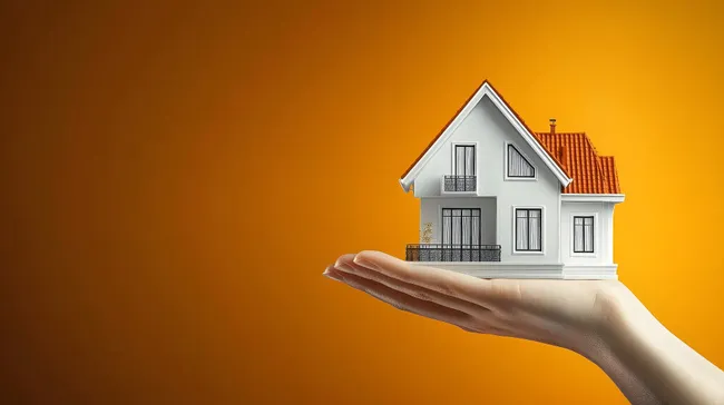 Miniaturhaus auf offener Hand - Symbol für Immobilienbesitz