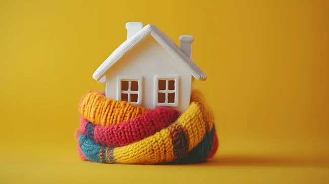 Miniaturhaus in warmer Winterdekoration