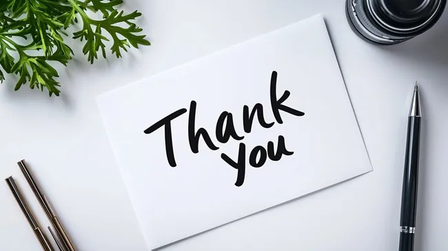 Minimalistische Dankeskarte mit grünem Blattwerk