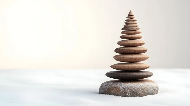 Minimalistische Holzpyramide im winterlichen Schnee