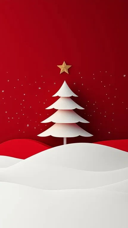 Minimalistische Weihnachtslandschaft mit Schneehügeln