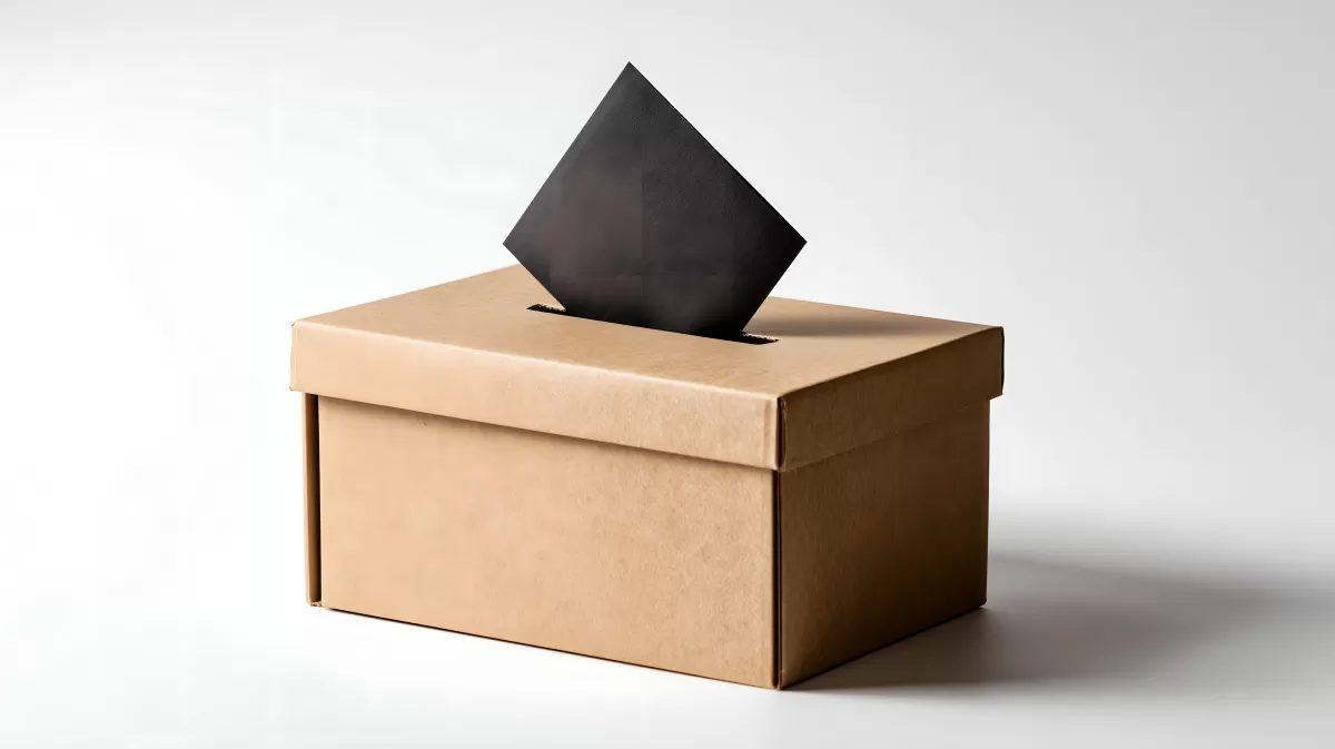 Minimalistische Würfel-Skulptur in Pappverpackung