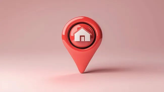 Minimalistischer Standortzeiger auf rosa Hintergrund