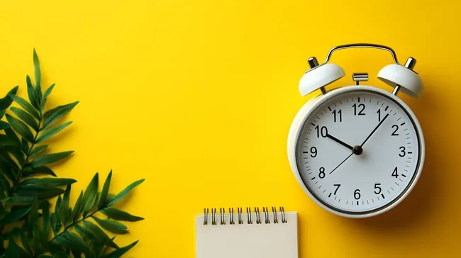 Minimalistischer Wecker vor gelbem Hintergrund