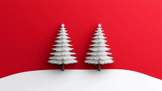 Minimalistischer Weihnachtsbaum-Hintergrund in Rot und Weiß