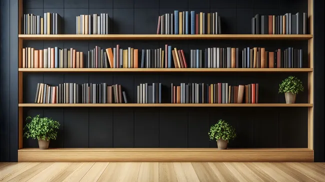Minimalistisches Bücherregal mit modernen Büchern