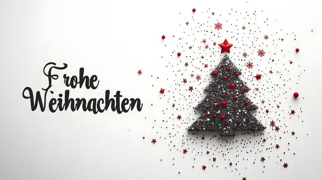 Minimalistisches Weihnachtsdesign mit glitzerndem Tannenbaum