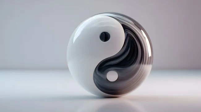 Minimalistisches Yin-Yang-Symbol in 3D