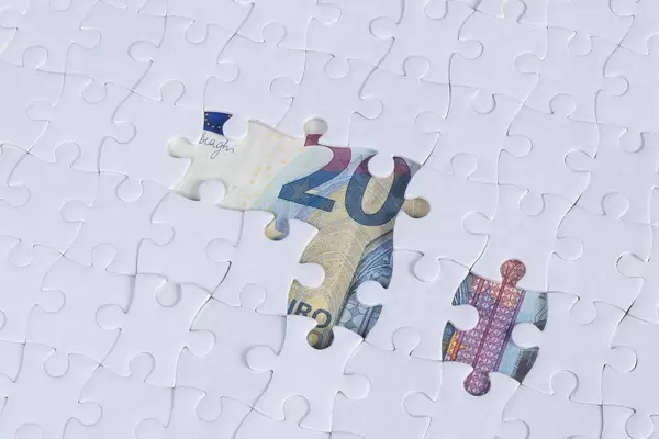 Missing jigsaw puzzle pieces on 20 Euro money