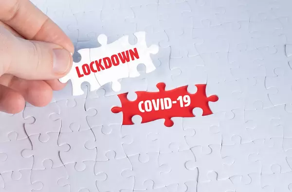 Missing puzzle pieces with a Covid-19 Lockdown text