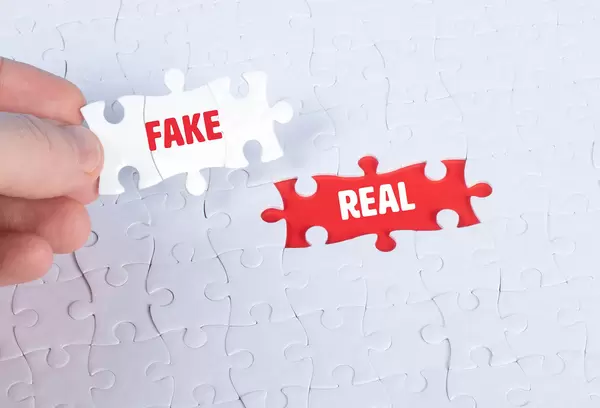 Missing puzzle pieces with a Fake Real text