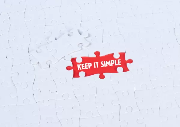 Missing puzzle pieces with a Keep it Simple text