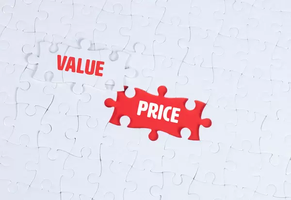 Missing puzzle pieces with a Value Price text