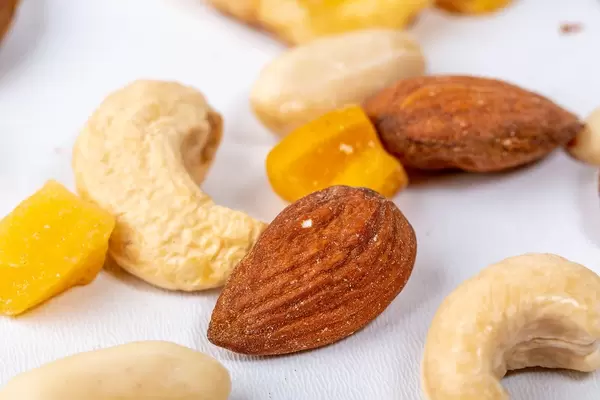 Mix of nuts on white background
