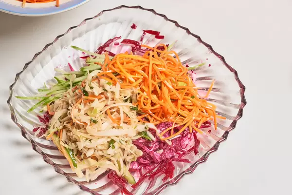 Mix of spicy korean vegetable kimchi salads