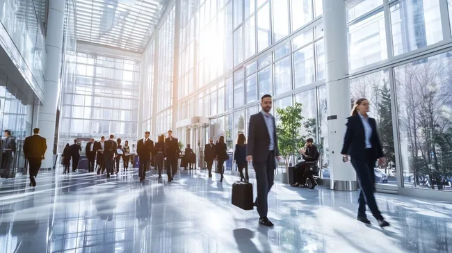 Moderne Büroarchitektur mit Geschäftsleuten