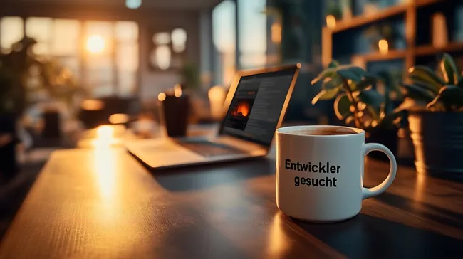 Moderne Büroatmosphäre mit Entwicklersuche