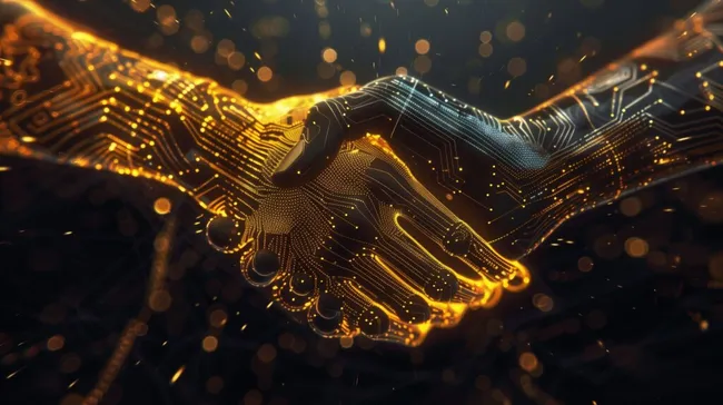 Moderne digitale Handschlag-Silhouette