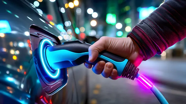 Moderne Elektroauto-Ladestation in der Nacht