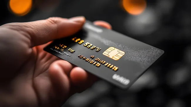 Moderne Finanztechnologie: Schwarze Kreditkarte in Nahaufnahme