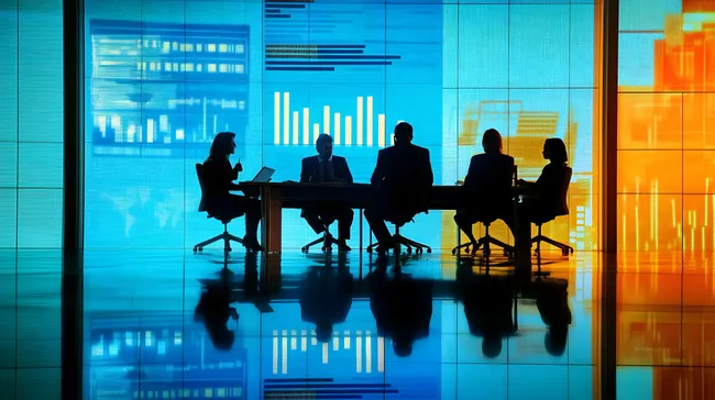 Moderne Geschäftsdaten-Präsentation im Konferenzraum