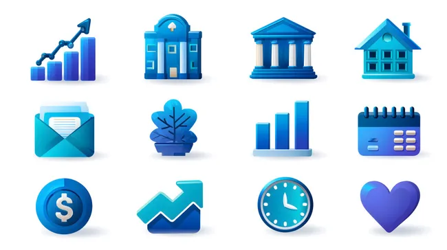 Moderne Geschäftsikonen für digitale Anwendungen