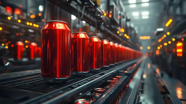 Moderne Getränkedosen-Produktion in warmen Farbtönen