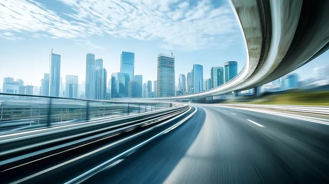 Moderne Hochgeschwindigkeitsmetropole mit Wolkenkratzern