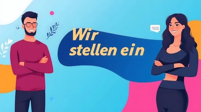Moderne Illustration 'Wir stellen ein' mit Personen