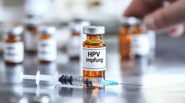 Moderne Impfstoff-Flasche und Spritze im Labor