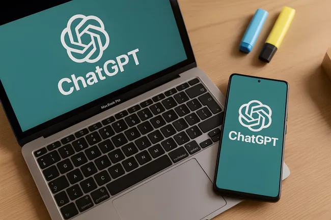 Moderne KI-Technologie auf Laptop und Smartphone