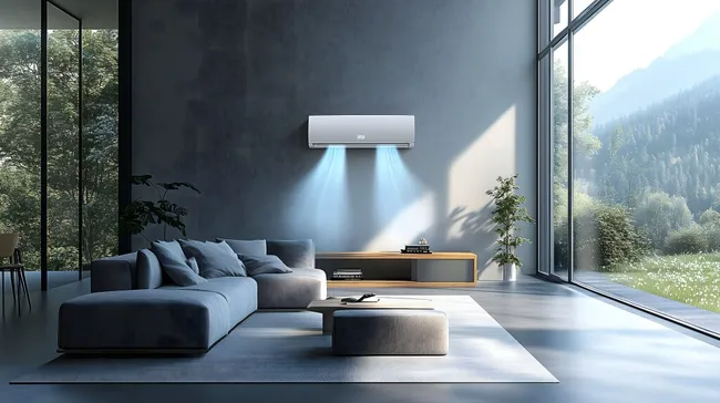 Moderne Klimaanlage kühlt stilvollen Wohnraum