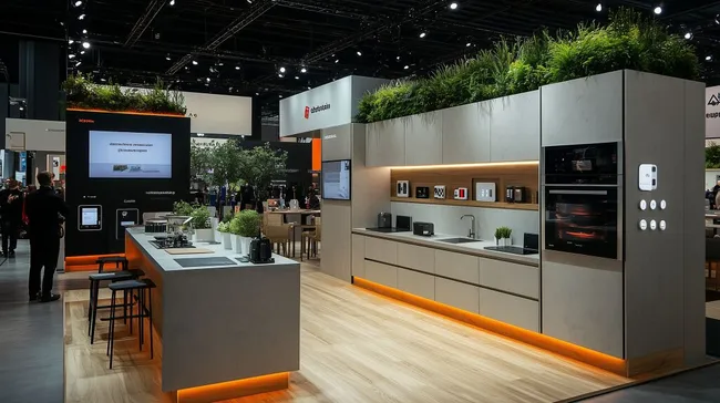 Moderne Küche und Haushaltsgeräte auf Messe