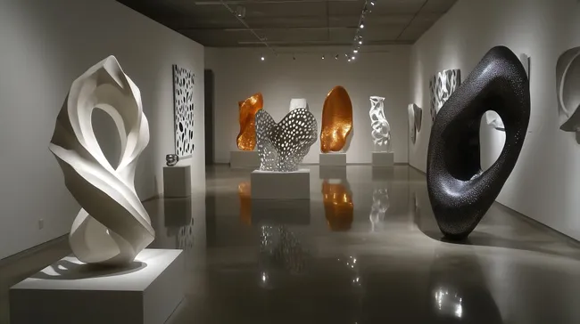 Moderne Kunstgalerie mit abstrakten Skulpturen