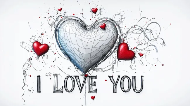 Moderne Liebesillustration mit schwebendem Herz