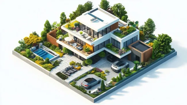 Moderne Luxusvilla mit Garten und Pool