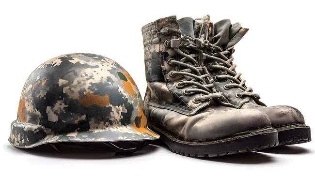 Moderne Militärausrüstung im Tarnmuster